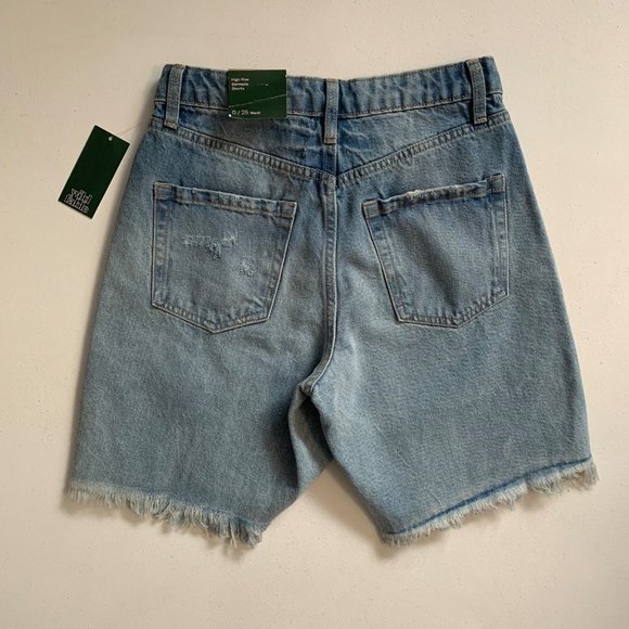 Wild Fable Jean Bermuda Shorts Size 0 High Rise Raw Hem Denim NWT - Picture 6 of 16